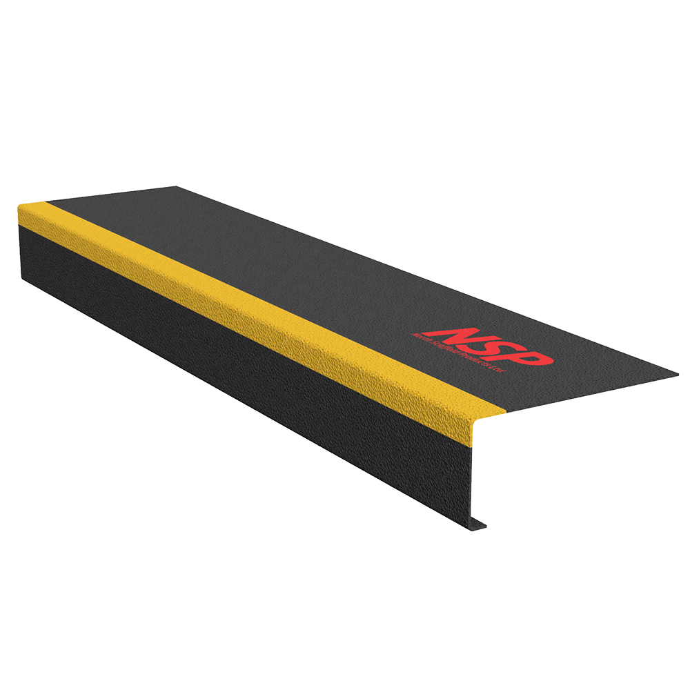 FRP stair nosing cover with high-visibility yellow edge for scaffold public stairs